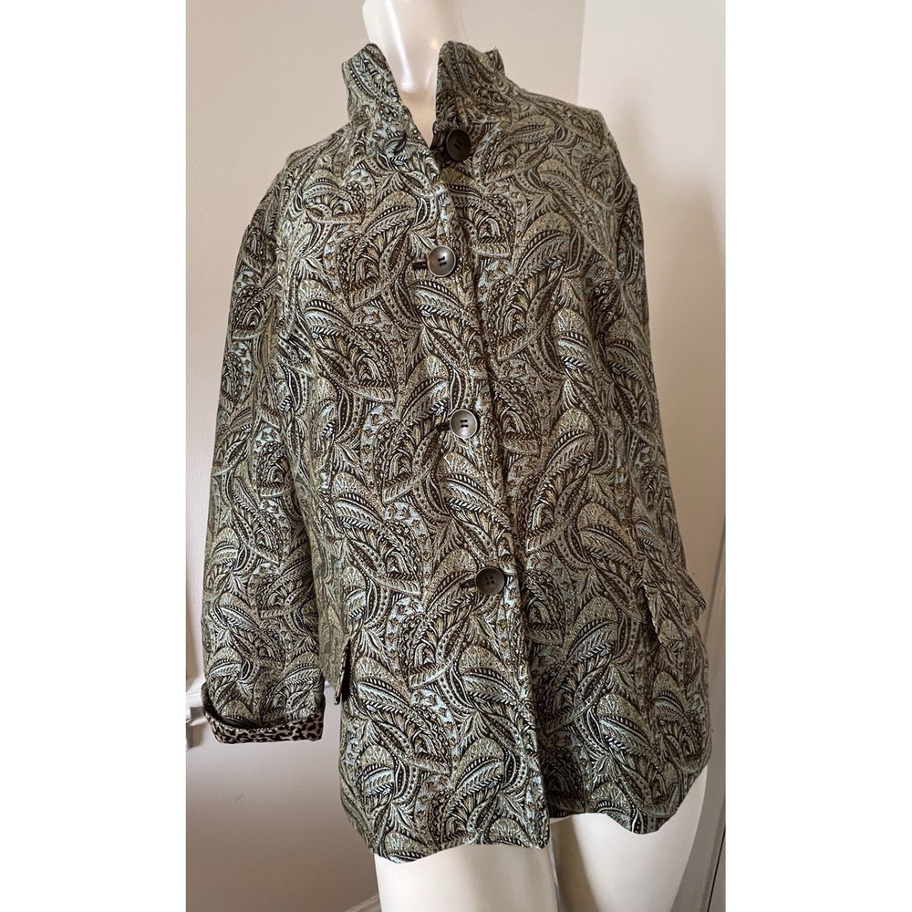 Chico's Luxurious Aura Soren Metallic Jacquard Jacket Size 3 (XL 16)